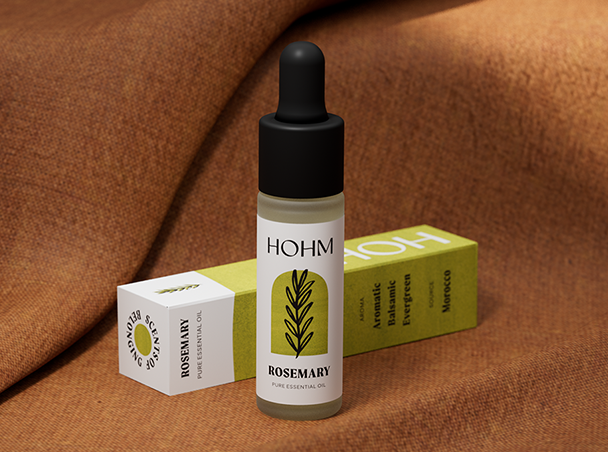 rosemary essential oil with blanket background